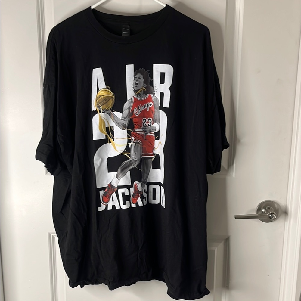 Black Graphic T-Shirt with Basketball Design